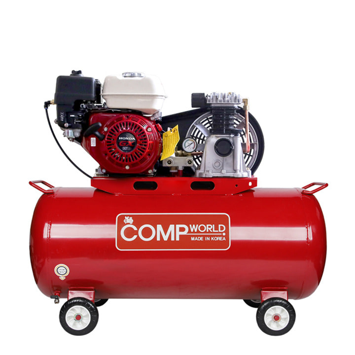 콤프월드 [CWFE-102H 시리즈] 휘발유 콤프레샤 수동시동 엔진 혼다 5.5마력  펌프 2마력 탱크용량 50L,80L,120L 철탱크
