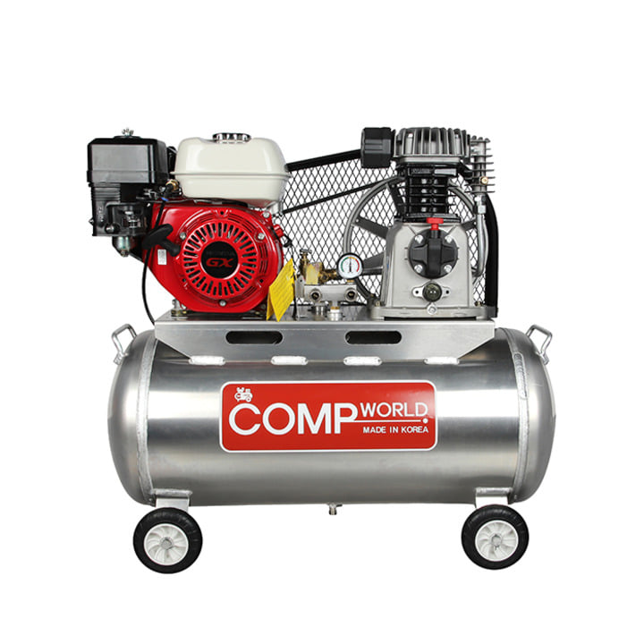 콤프월드 [CWFE113H 시리즈] 휘발유 콤프레샤 수동시동 엔진 혼다 5.5마력 펌프 3마력 탱크용량 80L,120L 알루미늄탱크